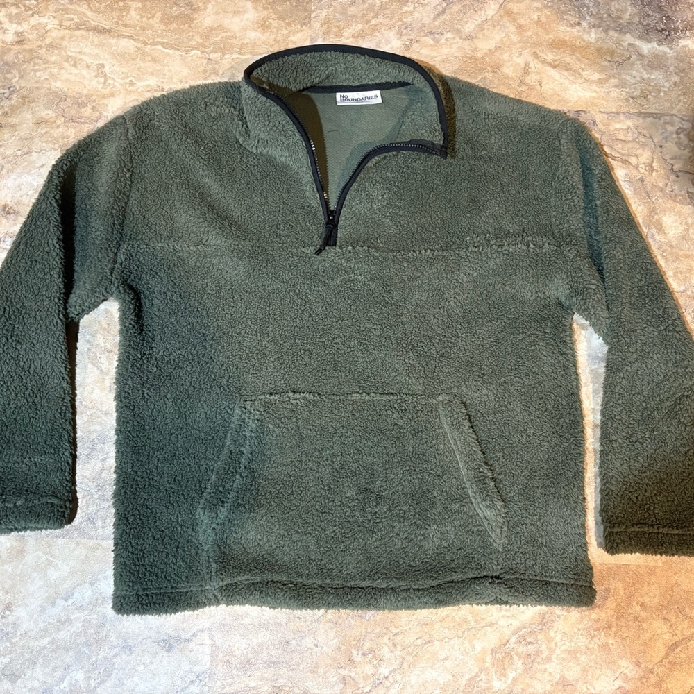 No Boundaries Olive Zip-Up Sweater